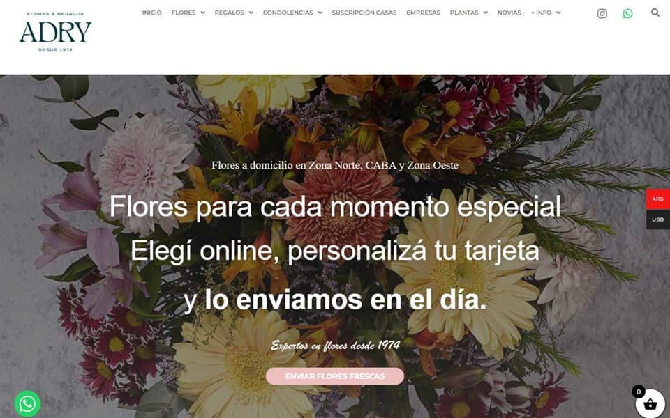 Vista previa del home de Flores Adry